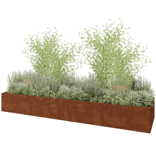 Cortenstaal plantenbak XXL - Rechthoek - 480 x 120 x 60 cm - Zonder bodemplaat