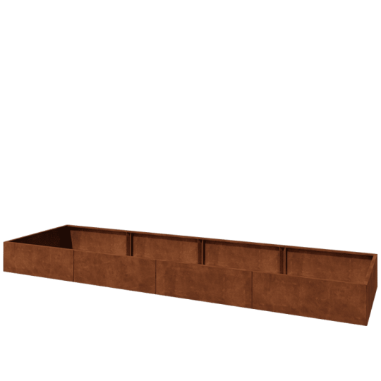 Cortenstaal plantenbak XXL - Rechthoek - 480 x 120 x 40 cm - Met bodemplaat