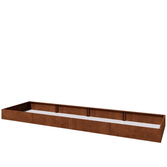 Cortenstaal plantenbak XXL - Rechthoek - 480 x 120 x 30 cm - Met bodemplaat