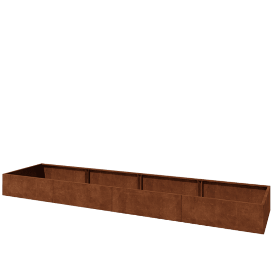 Cortenstaal plantenbak XXL - Rechthoek - 480 x 100 x 40 cm - Met bodemplaat