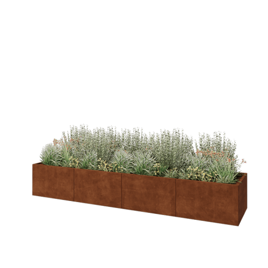 Cortenstaal plantenbak XXL - Rechthoek - 400 x 80 x 60 cm - Zonder bodemplaat