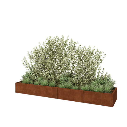 Cortenstaal plantenbak XXL - Rechthoek - 400 x 80 x 40 cm - Zonder bodemplaat