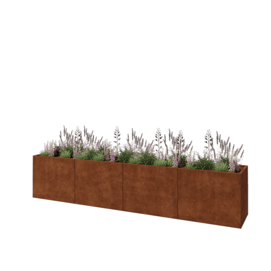 Cortenstaal plantenbak XXL - Rechthoek - 400 x 60 x 80 cm - Zonder bodemplaat