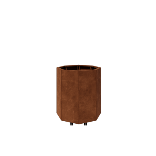 Cortenstaal plantenbak - Achthoek - 72,4 x 72,4 x 80 cm - Met bodemplaat - Met wielen