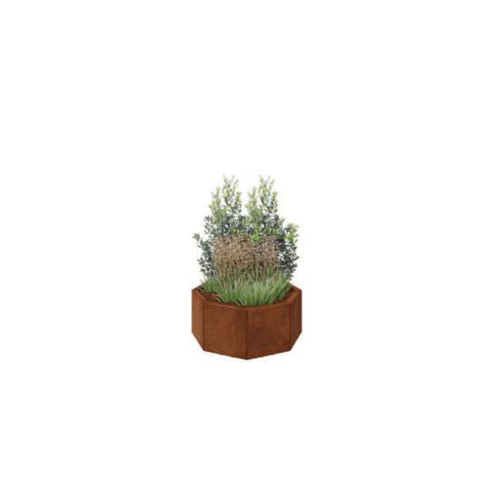 Cortenstaal plantenbak - Achthoek - 72,4 x 72,4 x 30 cm - Met bodemplaat - Met poten