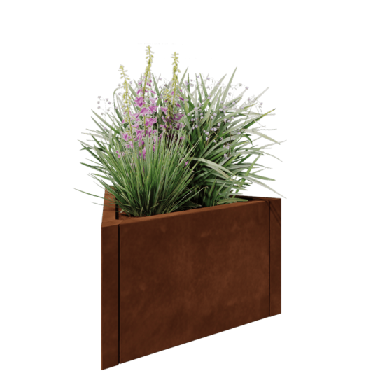 Cortenstaal plantenbak - Driehoek gelijkzijdig - 70,6 x 61 x 40 cm - Zonder bodemplaat