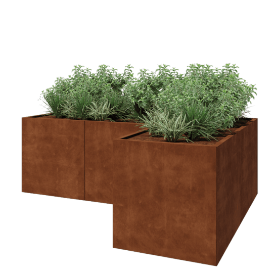 Cortenstaal plantenbak - L-vorm - 240 x 160 x 80 cm - Zonder bodemplaat