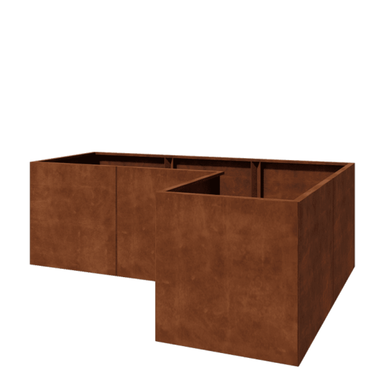 Cortenstaal plantenbak - L-vorm - 240 x 160 x 80 cm - Zonder bodemplaat
