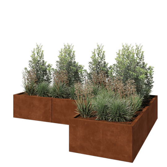 Cortenstaal plantenbak - L-vorm - 240 x 160 x 40 cm - Zonder bodemplaat