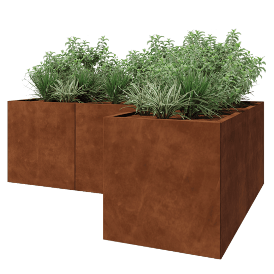 Cortenstaal plantenbak - L-vorm - 210 x 140 x 70 cm - Zonder bodemplaat