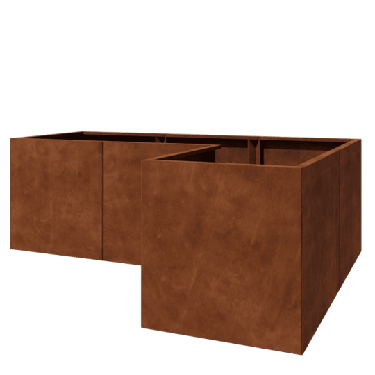 Cortenstaal plantenbak - L-vorm - 210 x 140 x 70 cm - Met bodemplaat