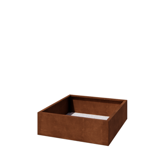 Cortenstaal plantenbak - Vierkant - 100 x 100 x 30 cm - Met bodemplaat