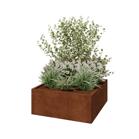 Cortenstaal plantenbak - Vierkant - 100 x 100 x 40 cm - Zonder bodemplaat