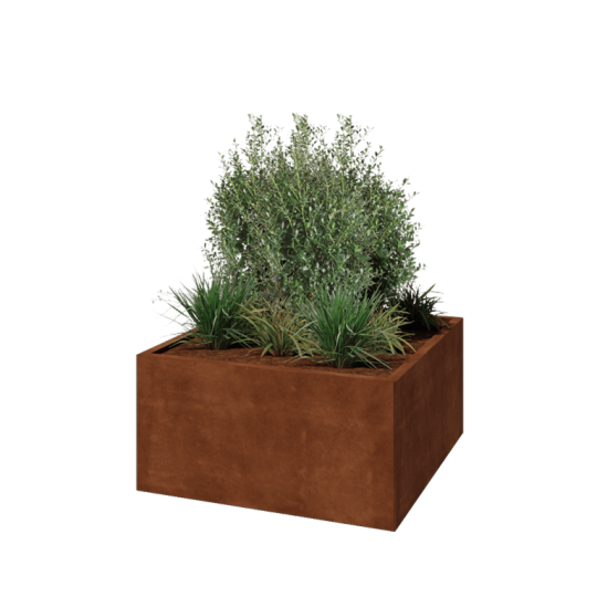 Cortenstaal plantenbak - Vierkant - 100 x 100 x 50 cm - Zonder bodemplaat