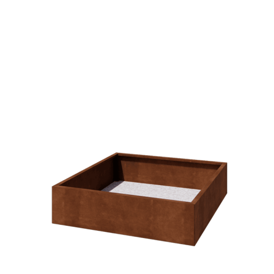 Cortenstaal plantenbak - Vierkant - 120 x 120 x 30 cm - Met bodemplaat