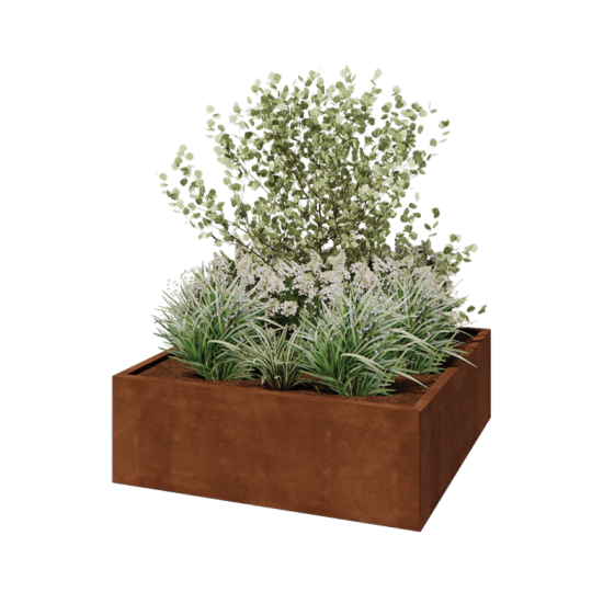 Cortenstaal plantenbak - Vierkant - 120 x 120 x 40 cm - Zonder bodemplaat