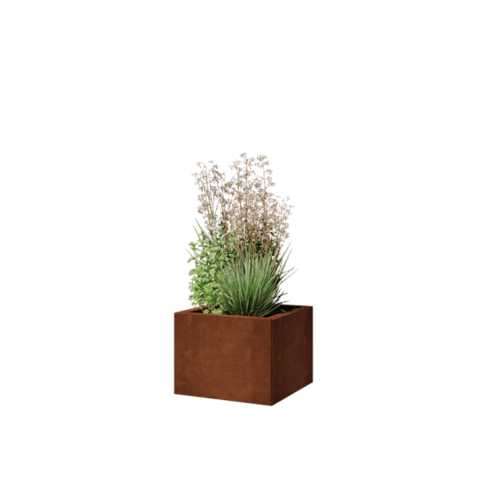 Cortenstaal plantenbak - Vierkant - 40 x 40 x 30 cm - Met bodemplaat