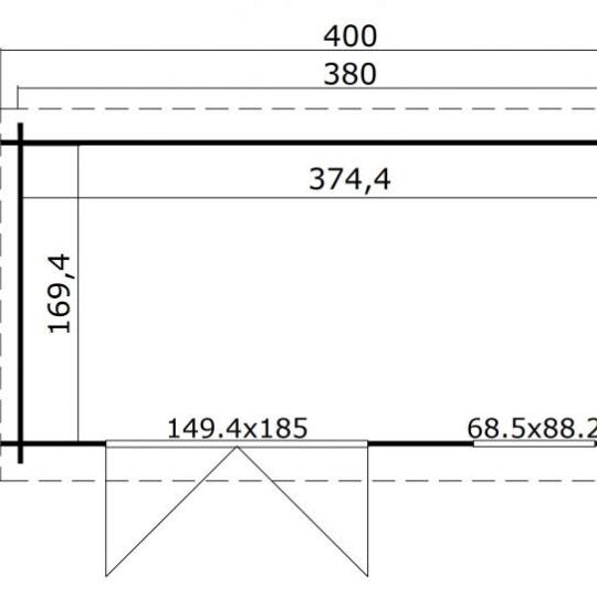 Tuinhuis Amira 380x175 Olijfgroen Geïmpregneerd – Noord-Europees Vuren