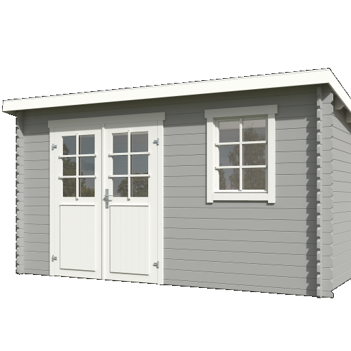 Tuinhuis Amira 380x175 Platinumgrey-Wit – Noord-Europees Vuren met Moderne Uitstraling