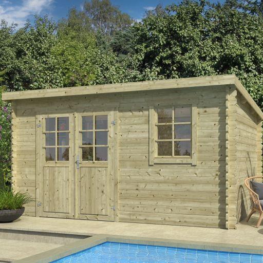 Tuinhuis Amira 380x275 Olijfgroen Geïmpregneerd – Noord-Europees Vuren