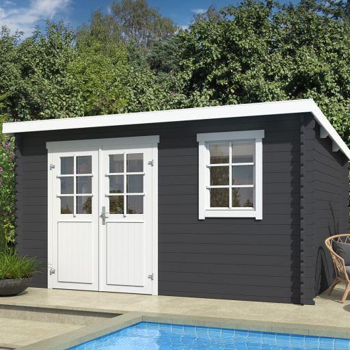 Tuinhuis Amira 380x275 Carbongrey-Wit – Noord-Europees Vuren met Moderne Uitstraling