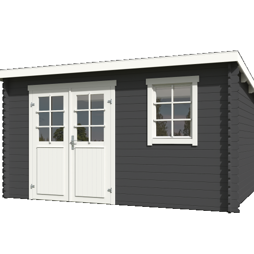 Tuinhuis Amira 380x275 Carbongrey-Wit – Noord-Europees Vuren met Moderne Uitstraling