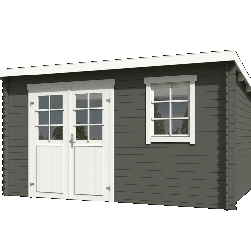 Tuinhuis Amira 380x275 Greengrey-Wit – Noord-Europees Vuren met Moderne Uitstraling