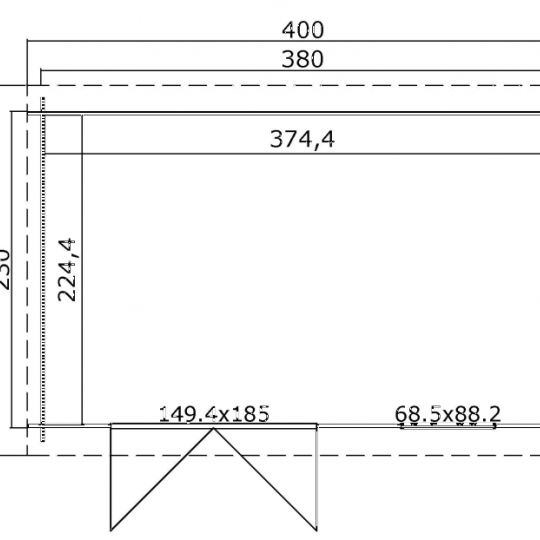Tuinhuis Amira 380x230 Carbongrey-Wit – Noord-Europees Vuren met Moderne Uitstraling