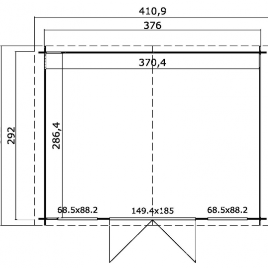 Tuinhuis Dallas 376x292 cm Carbongrey-Wit van Noord-Europees Vuren