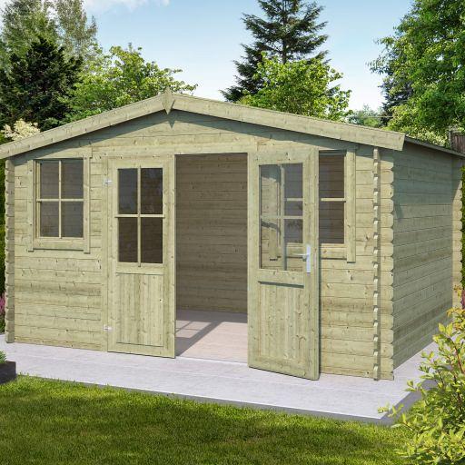 Tuinhuis Dallas 376x292 cm Olijfgroen Geïmpregneerd van Noord-Europees Vuren