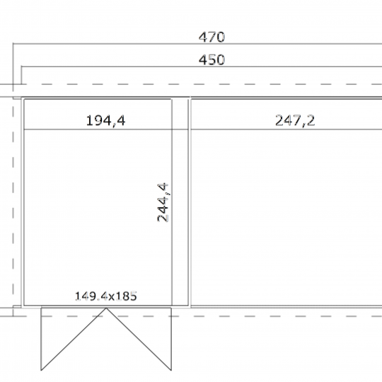 Tuinhuis Finn 450x250 cm Carbongrey-Wit van Noord-Europees Vuren