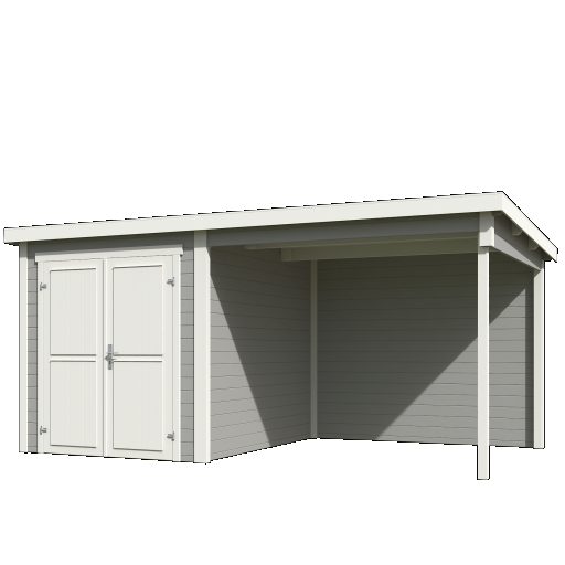 Tuinhuis Finn 450x250 cm Platinumgrey-Wit van Noord-Europees Vuren