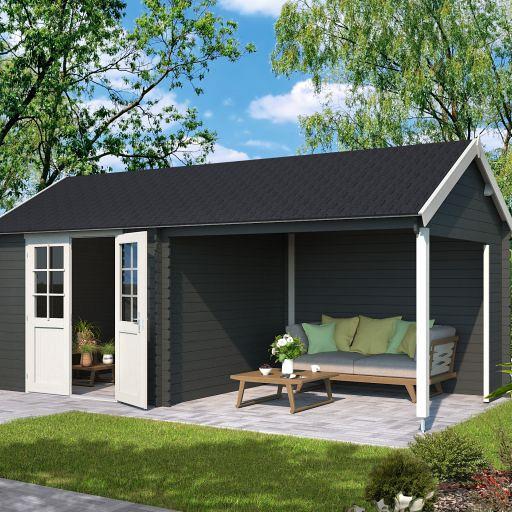 Tuinhuis Fraya 570x275 cm Carbongrey-Wit van Noord-Europees Vuren