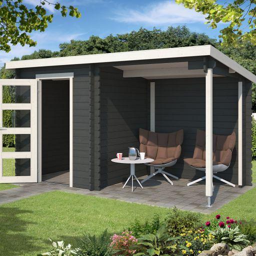 Tuinhuis Jelle 370x175 cm Carbongrey-Wit van Noord-Europees Vuren