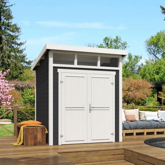 Tuinhuis Kibo 1 200x200 cm Carbongrey-Wit van Noord-Europees Vuren