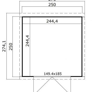 Tuinhuis Kibo 3 250x250 cm Onbehandeld van Noord-Europees Vuren