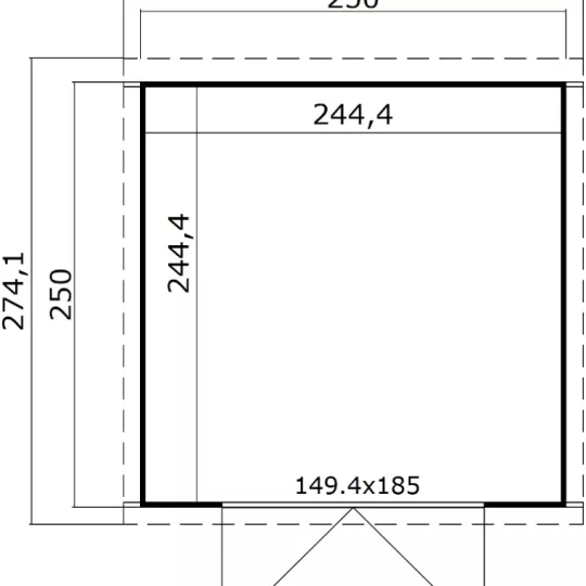 Tuinhuis Kibo 3 250x250cm Greengrey van Noord-Europees Vuren
