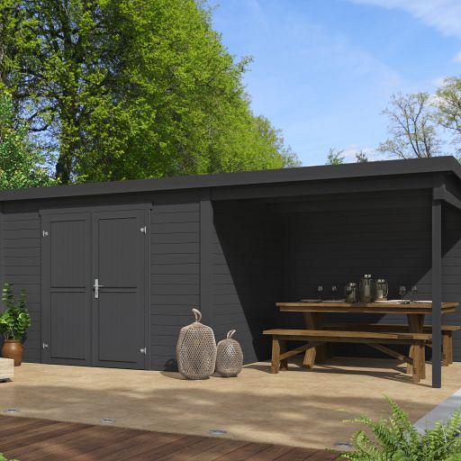 Tuinhuis Kjeld 550x250 cm carbongrey noordeuropees vuren