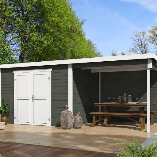 Tuinhuis Kjeld 550x250 cm Greengrey-wit noordeuropees vuren