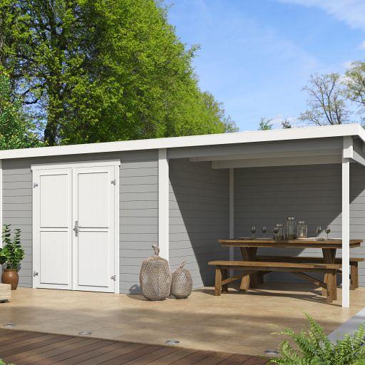 Tuinhuis Kjeld 550x250 cm Platinumgrey-wit noordeuropees vuren