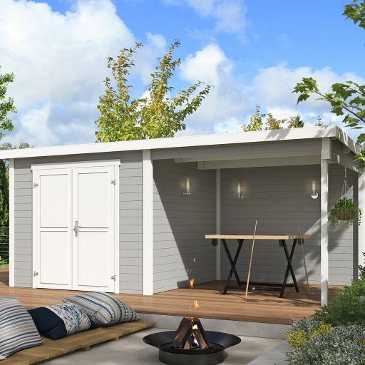 Tuinhuis Lars 500x250 cm Platinumgrey-wit noordeuropees vuren