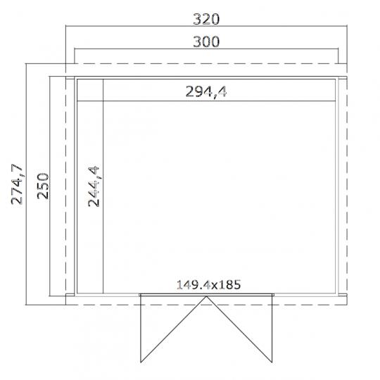 Tuinhuis Lotta 300x250 cm Carbongrey noordeuropees vuren