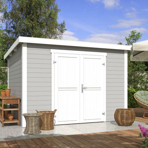 Tuinhuis Lotta 300x250 cm Platinumgrey-wit noordeuropees vuren