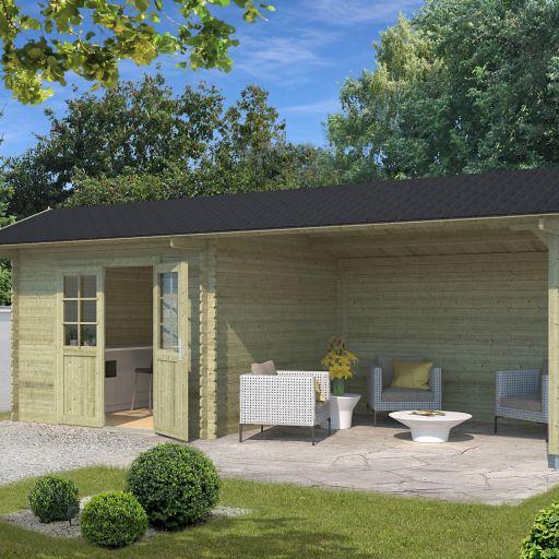 Tuinhuis Maribel 680x300 cm Olijfgroen Geïmpregneerd noordeuropees vuren