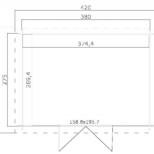 Tuinhuis Mikkel 380x275 cm Greengrey-Wit noordeuropees vuren