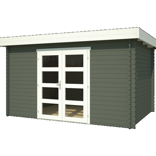 Tuinhuis Mikkel 380x275 cm Greengrey-Wit noordeuropees vuren