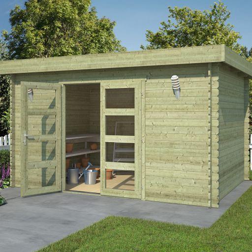 Tuinhuis Mikkel 380x275 cm Olijfgroen Geïmpregneerd noordeuropees vuren