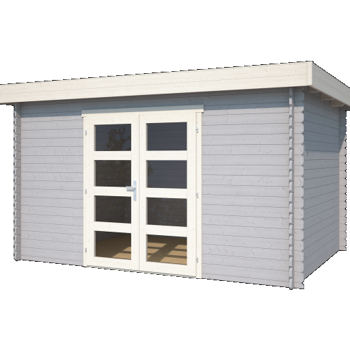 Tuinhuis Mikkel 380x275 cm Platinumgrey-Wit noordeuropees vuren