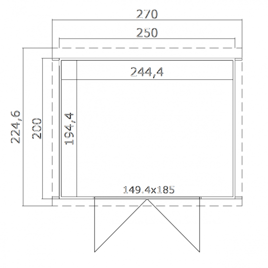 Tuinhuis Mila 250x200 cm Platinumgrey noordeuropees vuren