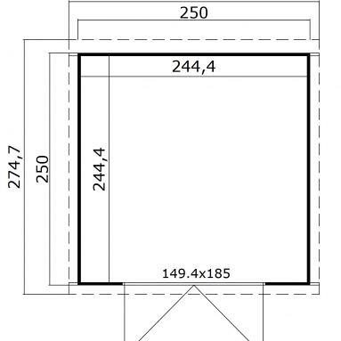 Tuinhuis Mila 250x250 cm Greengrey noordeuropees vuren